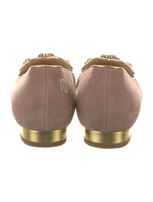 Charlotte Olympia Suede Crystal Embellishments Loafers