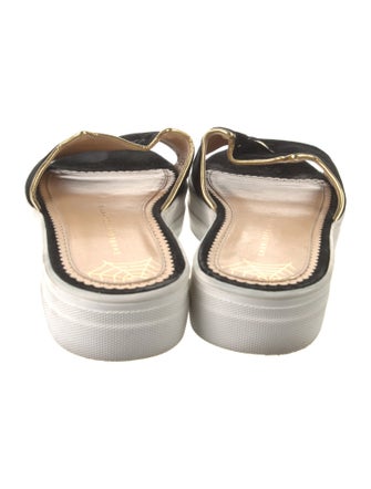 Charlotte Olympia Velvet Embroidered Accent Slides