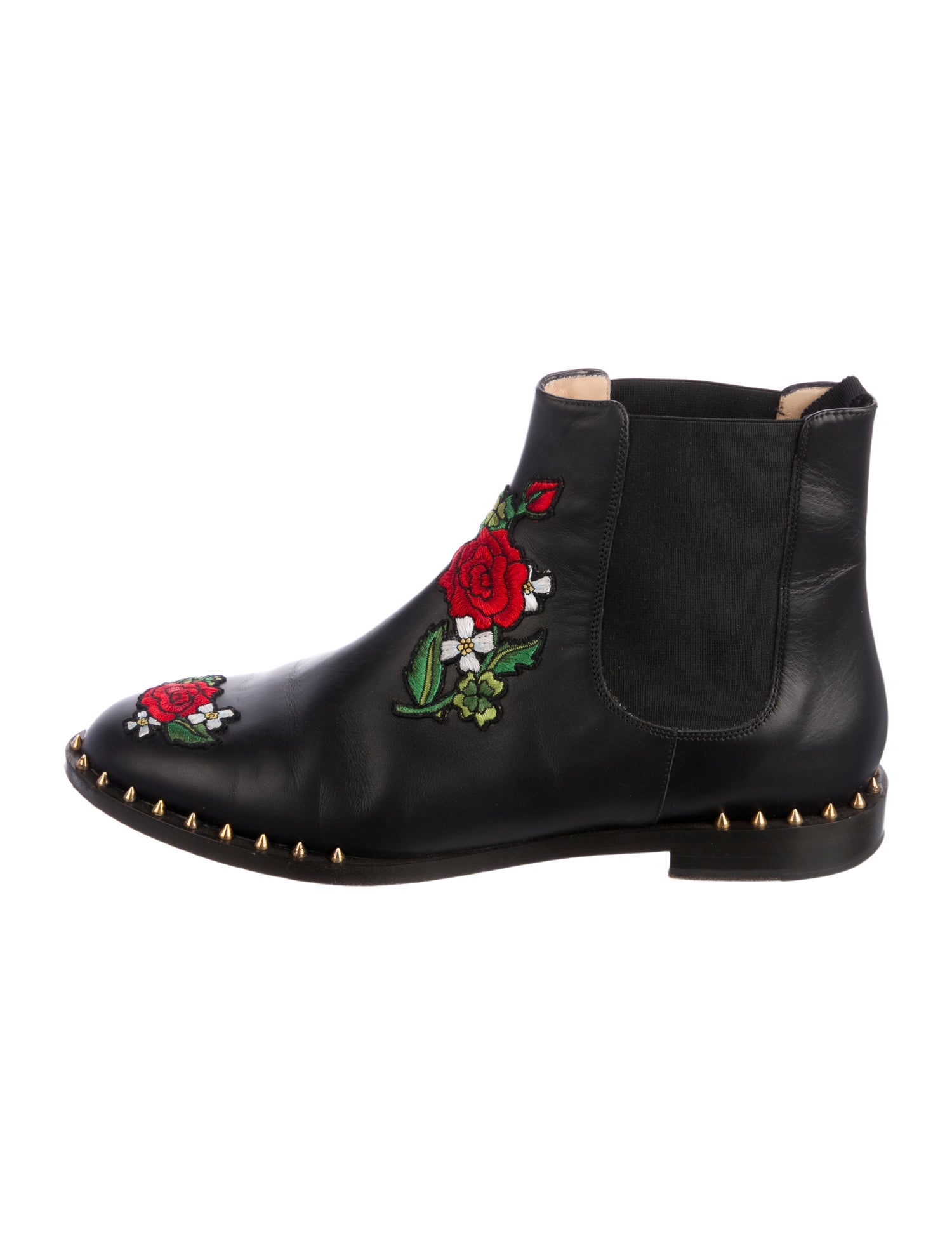 Charlotte Olympia Leather Floral Print Chelsea Boots