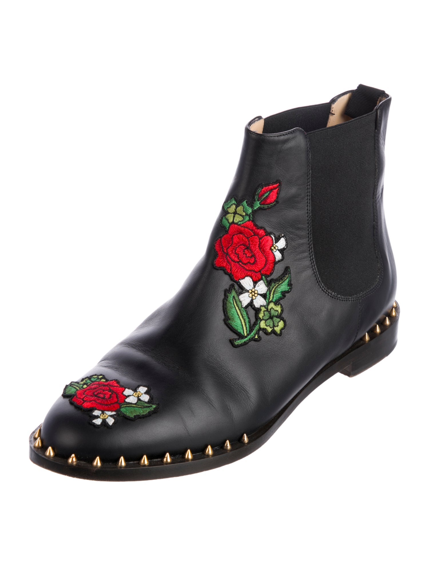 Charlotte Olympia Leather Floral Print Chelsea Boots