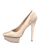 Charlotte Olympia Satin Ruffle Embellishment Pumps