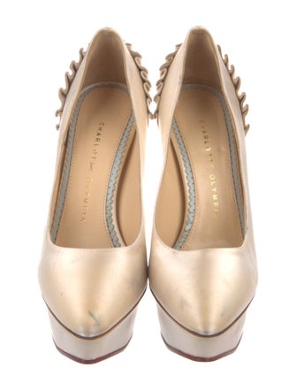 Charlotte Olympia Satin Ruffle Embellishment Pumps