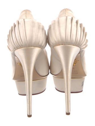 Charlotte Olympia Satin Ruffle Embellishment Pumps