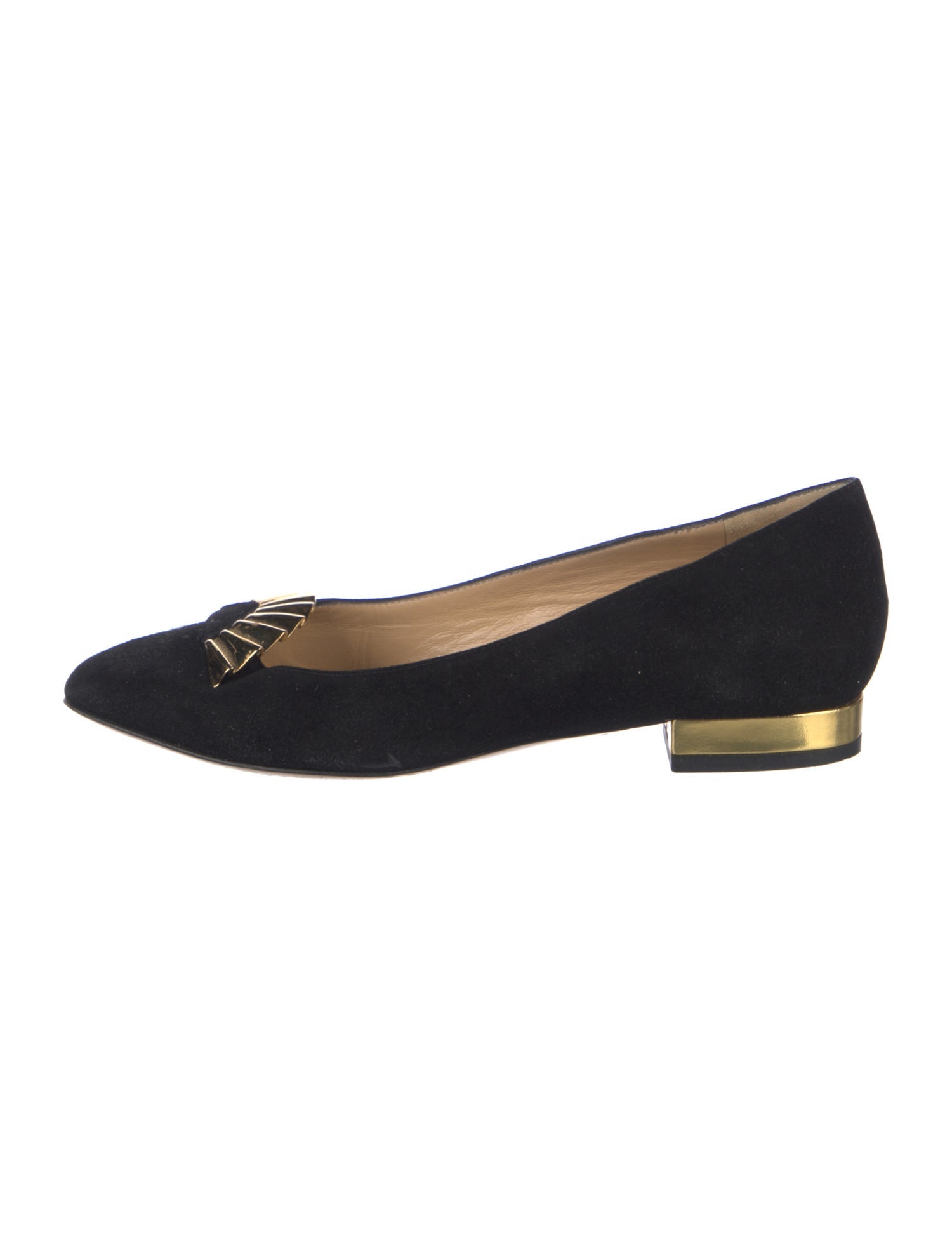 Charlotte Olympia Velvet Embroidered Accent Ballet Flats