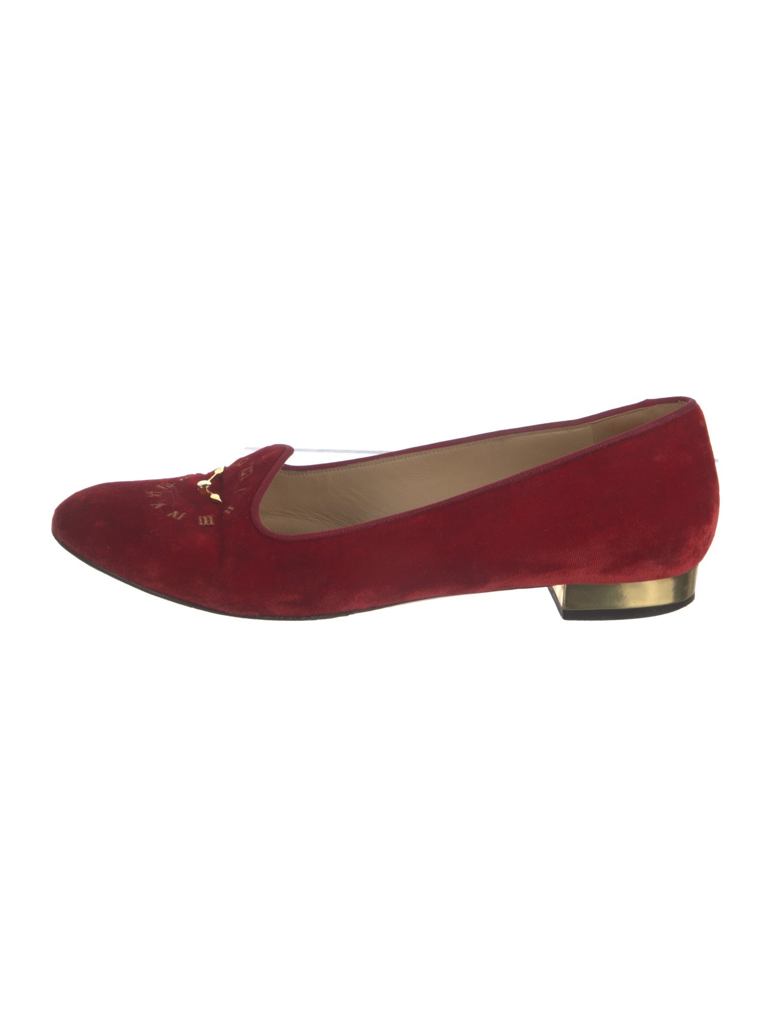 Charlotte Olympia Velvet Crystal Embellishments Loafers