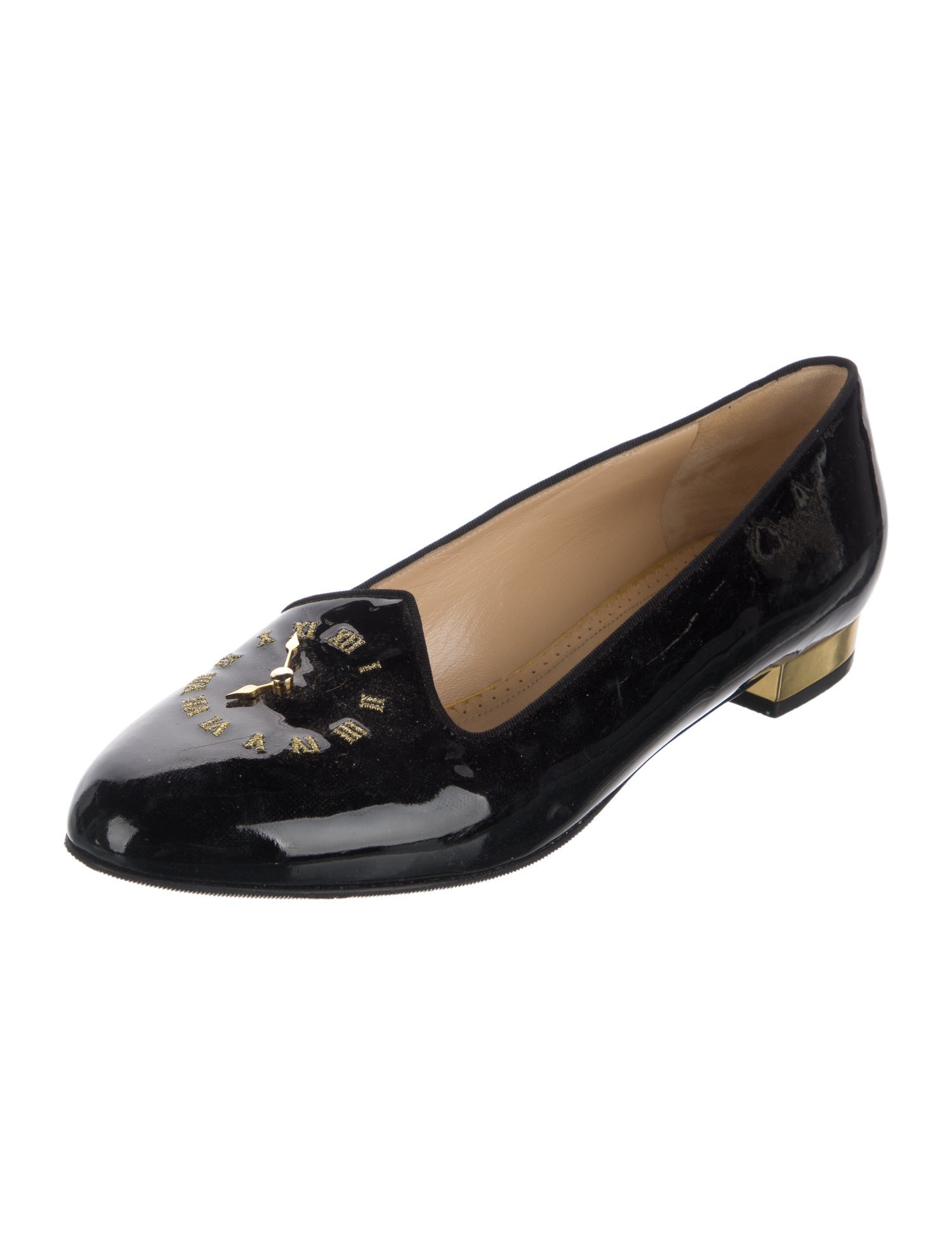 Charlotte Olympia Patent Leather Colorblock Pattern Ballet Flats