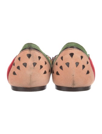 Charlotte Olympia Suede Printed Ballet Flats