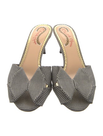 Charlotte Olympia Plaid Print Bow Accents Slides
