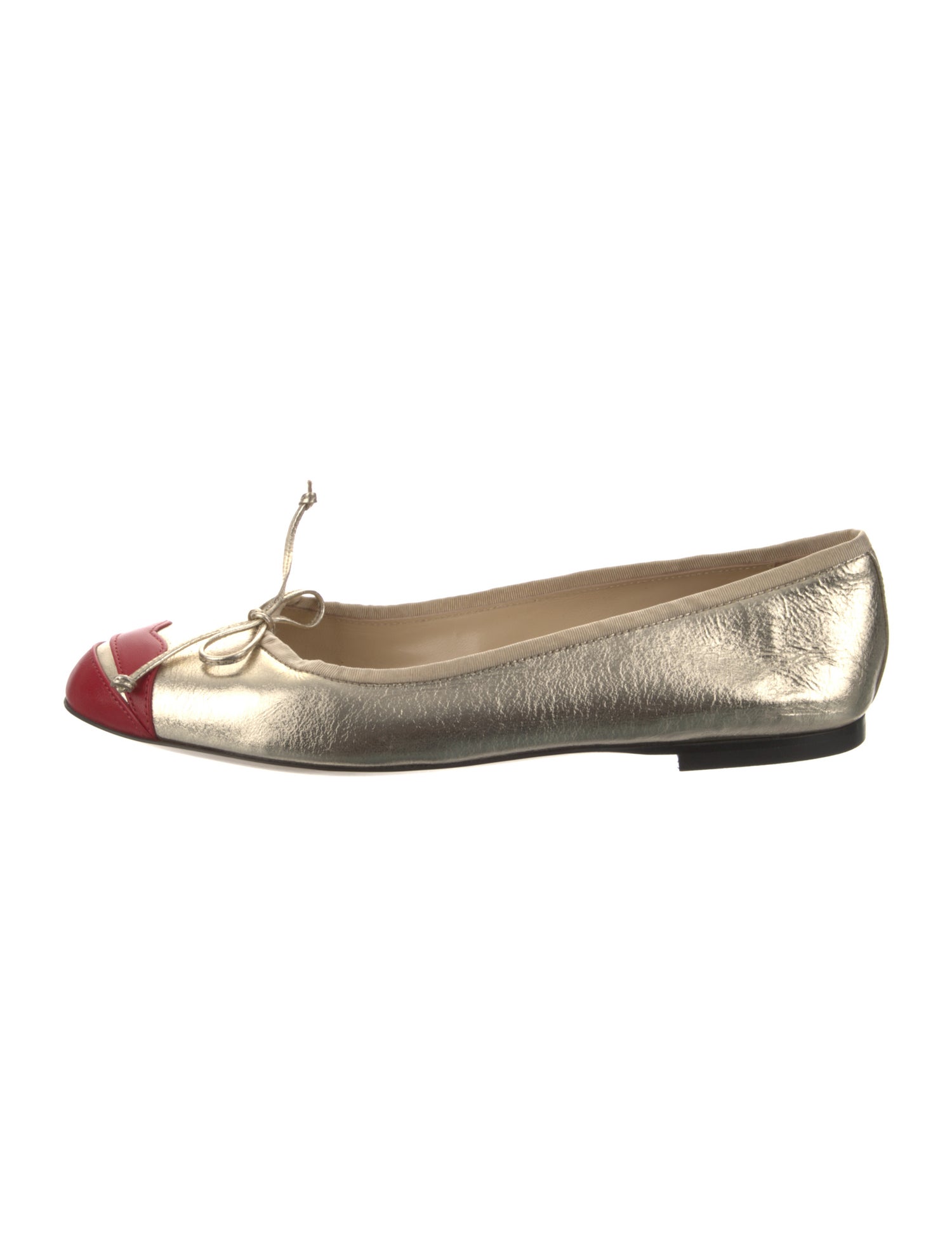 Charlotte Olympia Leather Bow Accents Ballet Flats