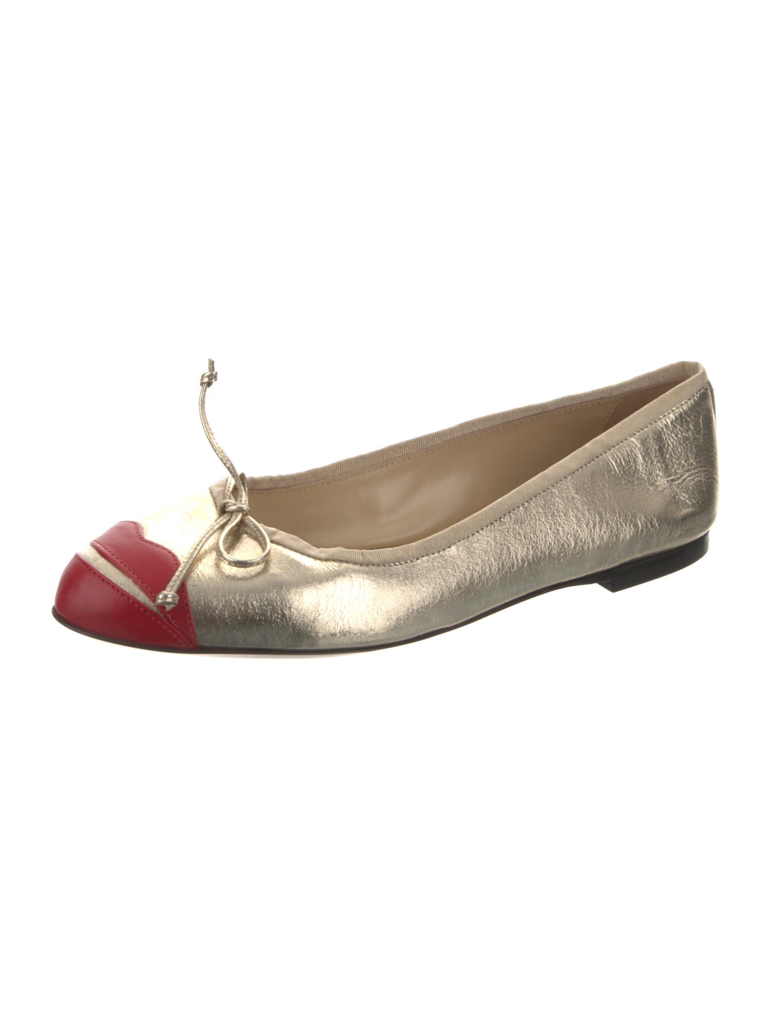 Charlotte Olympia Leather Bow Accents Ballet Flats