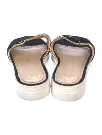 Charlotte Olympia Velvet Embroidered Accent Slides