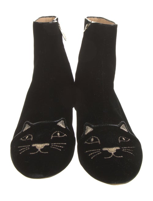 Charlotte Olympia Velvet Colorblock Pattern Chelsea Boots