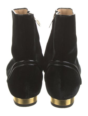 Charlotte Olympia Velvet Colorblock Pattern Chelsea Boots