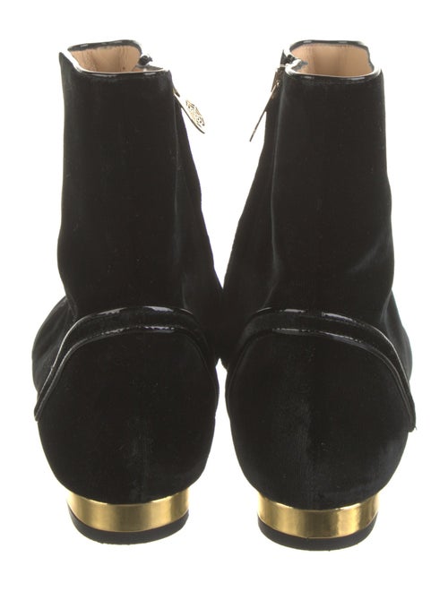 Charlotte Olympia Velvet Colorblock Pattern Chelsea Boots