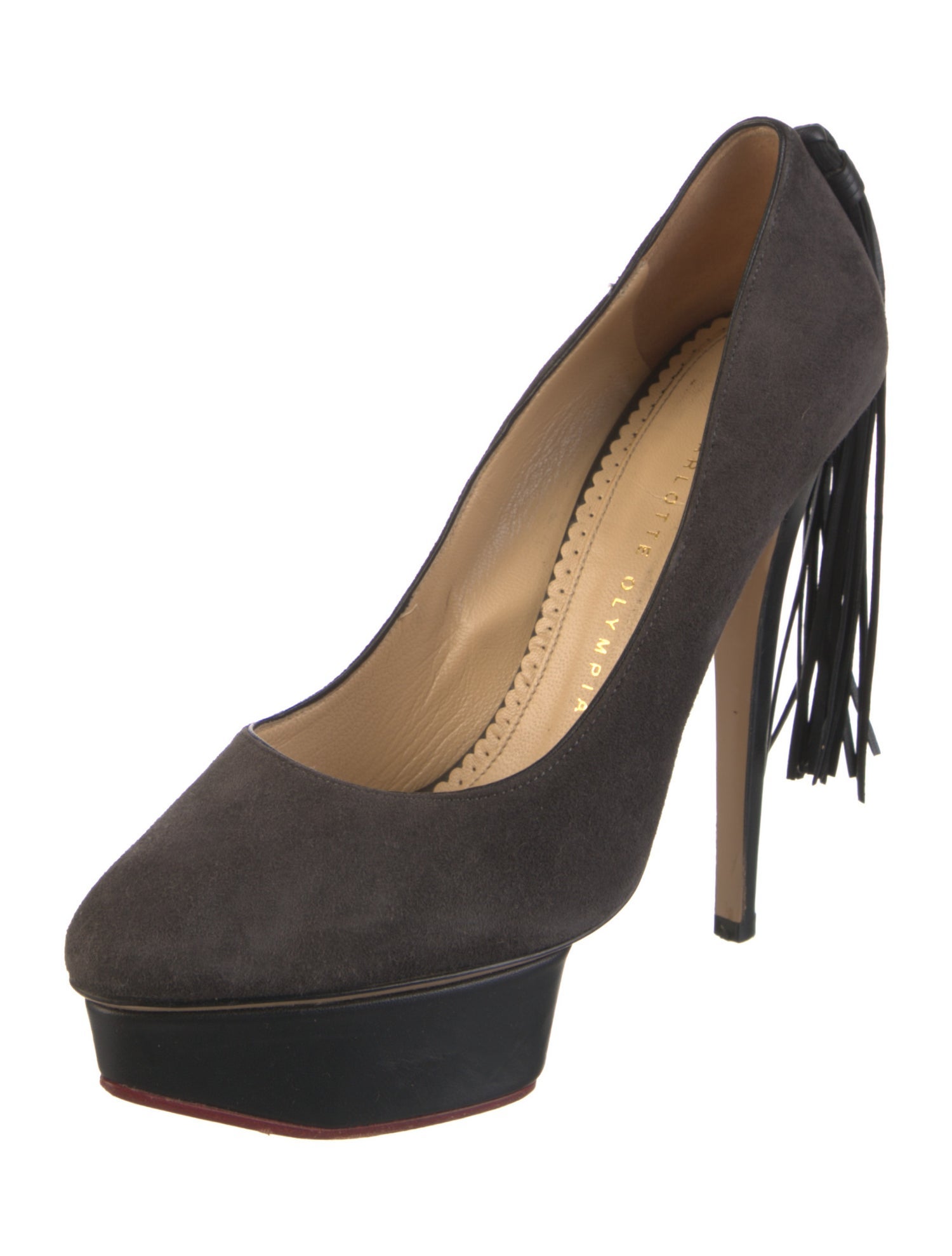 Charlotte Olympia Suede Tassel Accents Pumps
