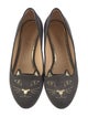Charlotte Olympia Suede Embroidered Accent Loafers