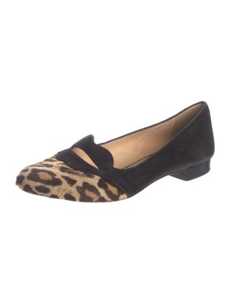 Charlotte Olympia Suede Animal Print Loafers