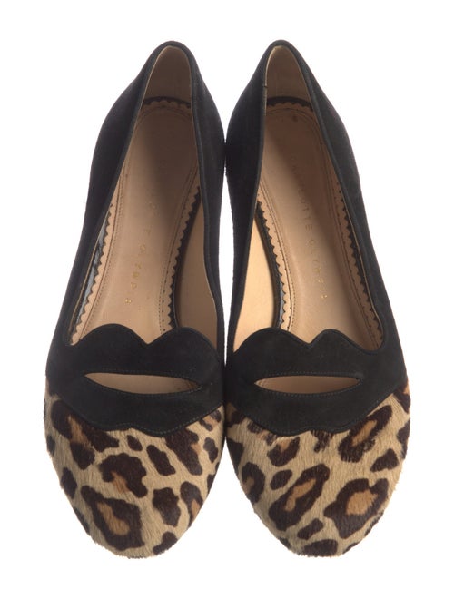 Charlotte Olympia Suede Animal Print Loafers