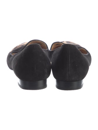 Charlotte Olympia Suede Animal Print Loafers