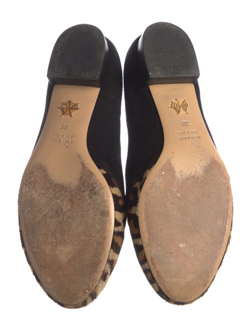 Charlotte Olympia Suede Animal Print Loafers