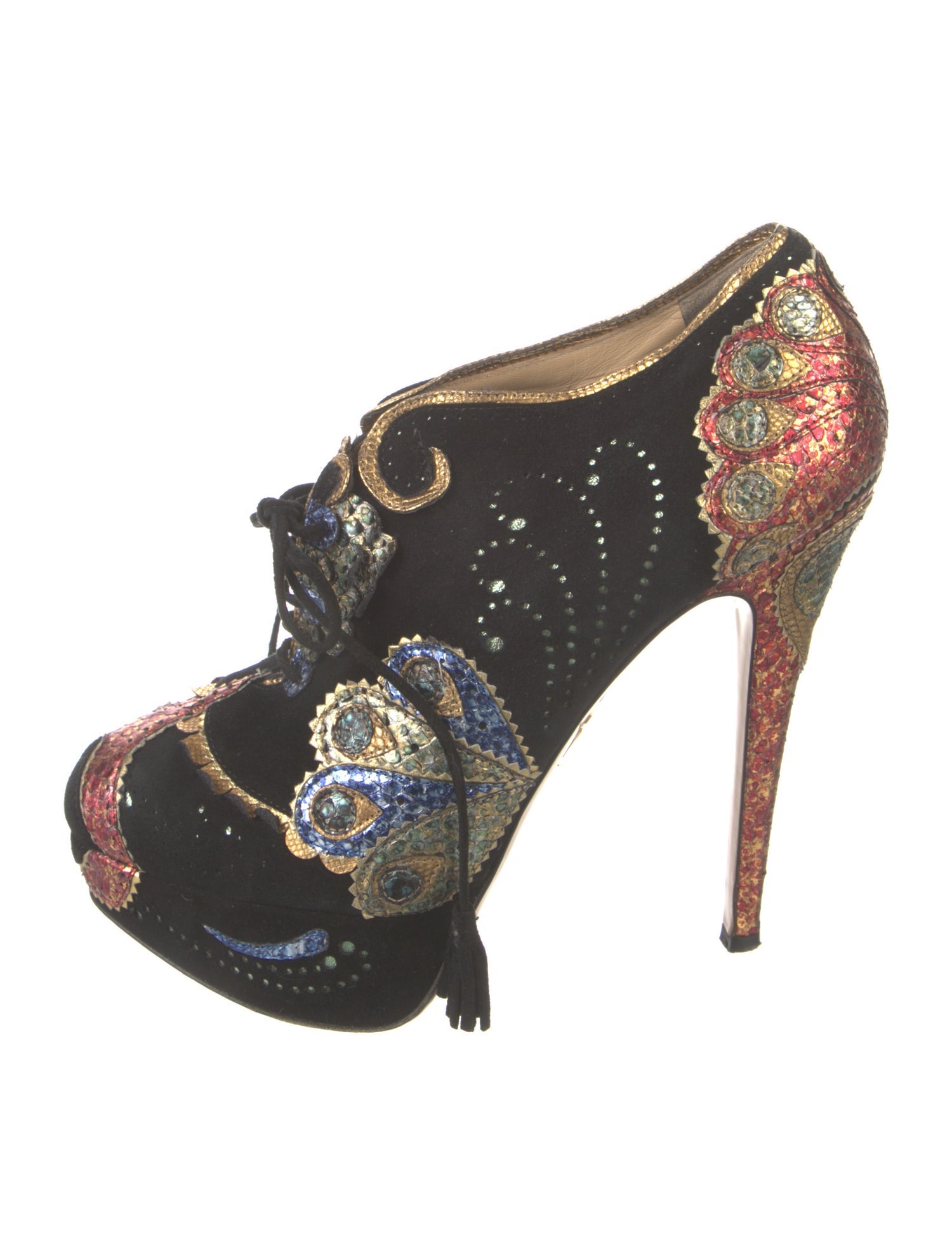 Charlotte Olympia Suede Animal Print Pumps