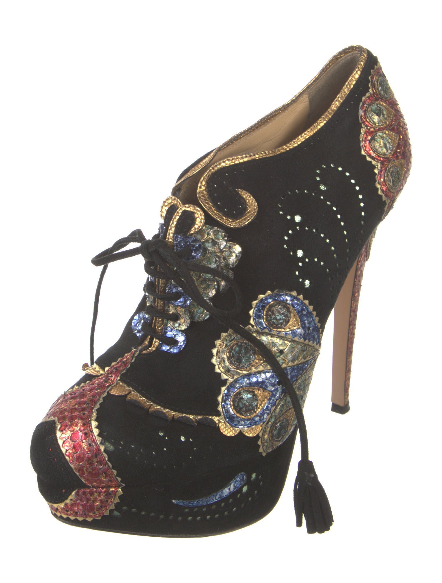 Charlotte Olympia Suede Animal Print Pumps