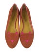 Charlotte Olympia Suede Embroidered Accent Loafers
