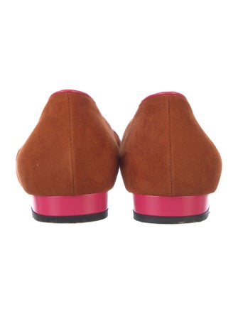 Charlotte Olympia Suede Embroidered Accent Loafers