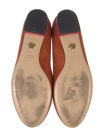 Charlotte Olympia Suede Embroidered Accent Loafers
