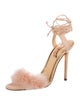 Charlotte Olympia Suede Feather Trim Sandals
