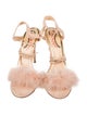 Charlotte Olympia Suede Feather Trim Sandals