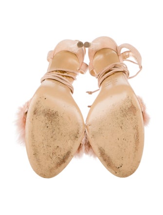 Charlotte Olympia Suede Feather Trim Sandals