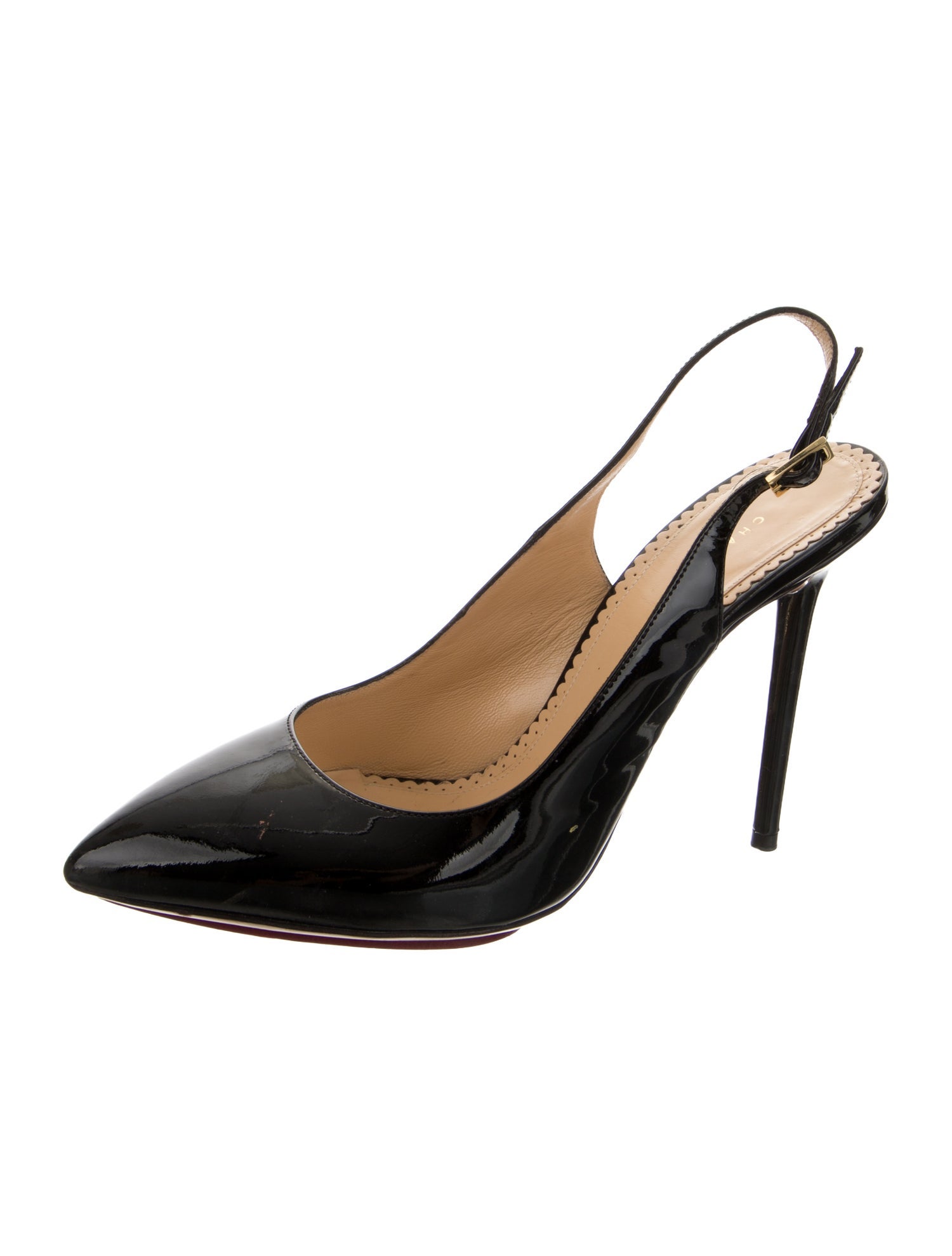 Charlotte Olympia Patent Leather Slingback Pumps