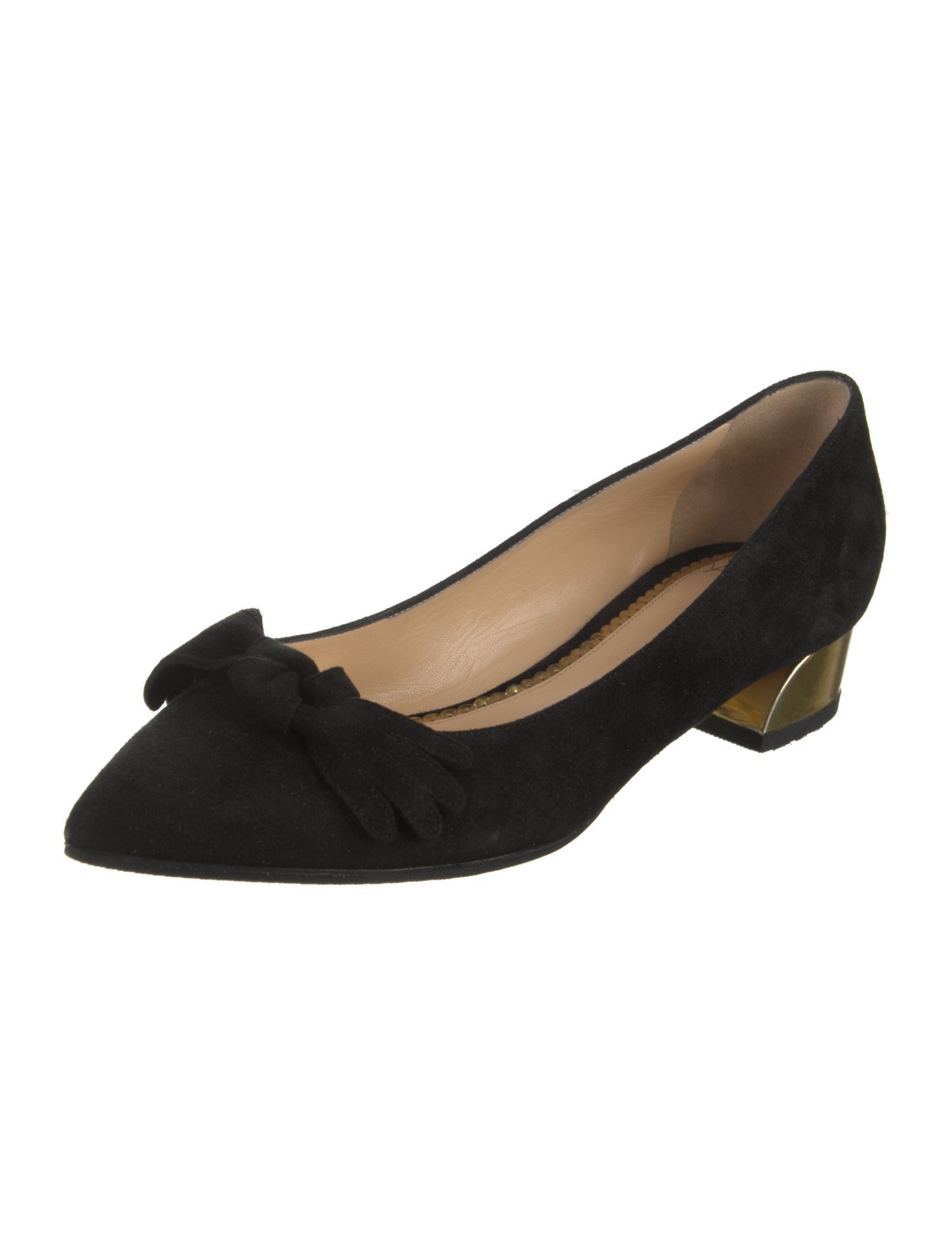 Charlotte Olympia Suede Bow Accents Pumps