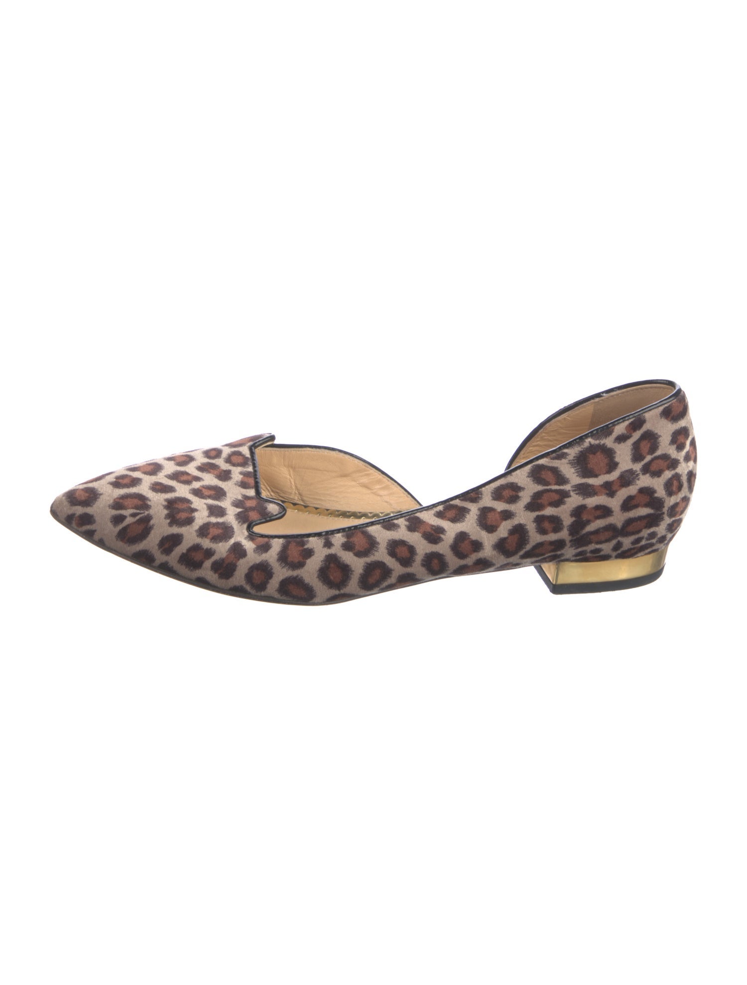 Charlotte Olympia Velvet Animal Print D'Orsay Flats