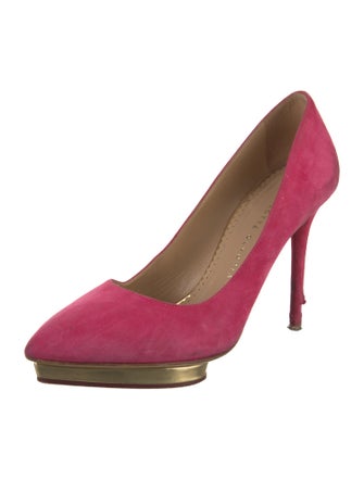 Charlotte Olympia Suede Colorblock Pattern Pumps