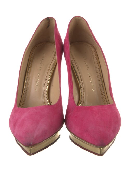 Charlotte Olympia Suede Colorblock Pattern Pumps