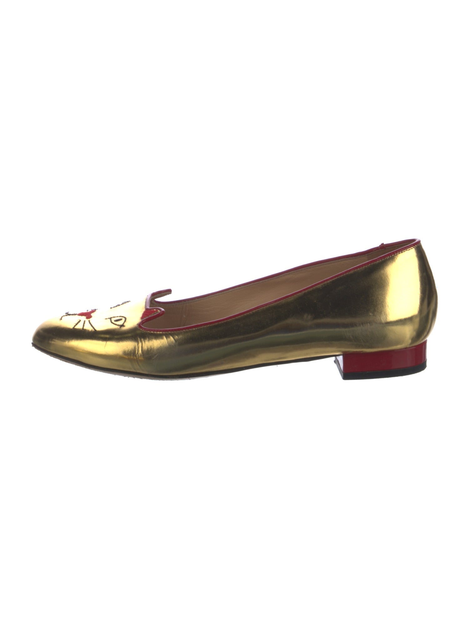 Charlotte Olympia Leather Colorblock Pattern Loafers