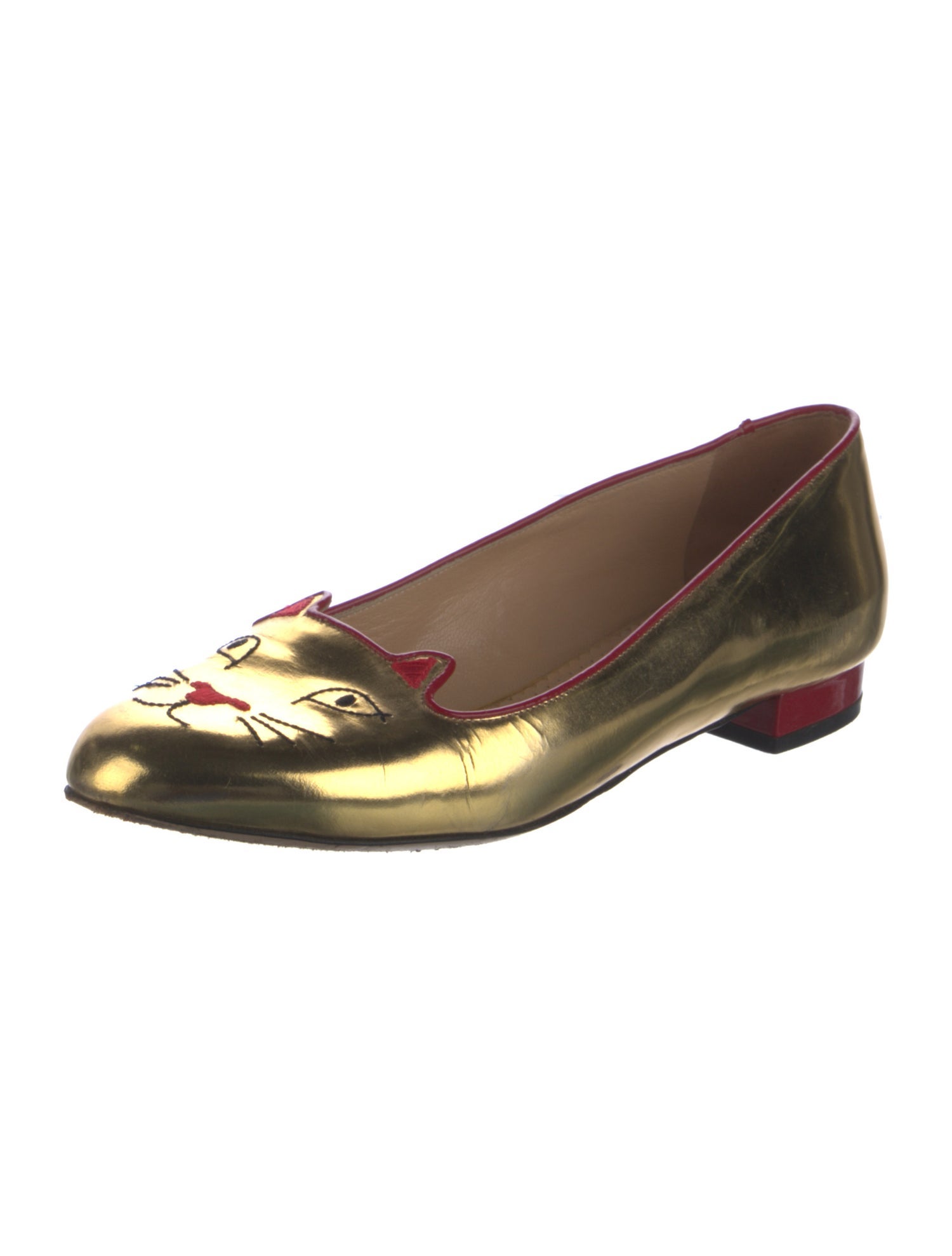 Charlotte Olympia Leather Colorblock Pattern Loafers