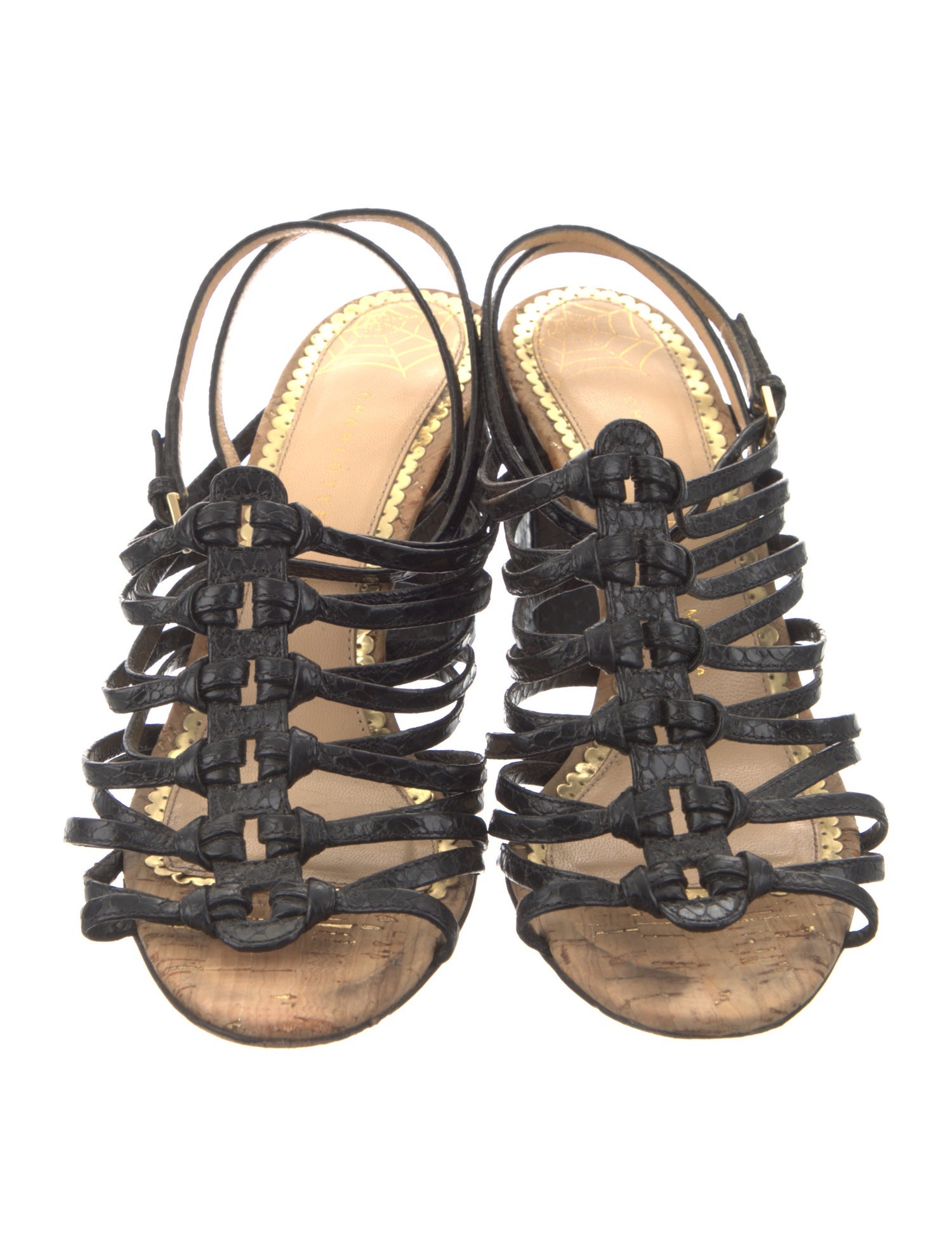 Charlotte Olympia Leather Cutout Accent Sandals