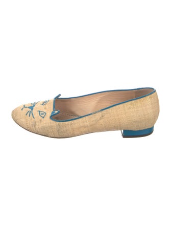 Charlotte Olympia Straw Printed Loafers