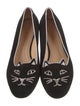 Charlotte Olympia Suede Embroidered Accent Pumps