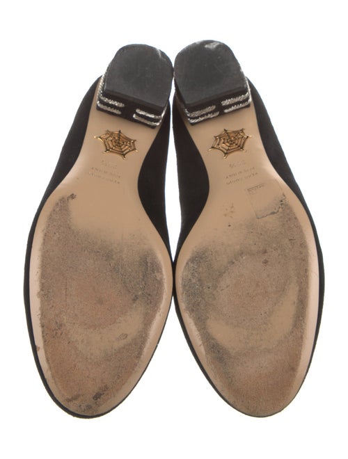 Charlotte Olympia Suede Embroidered Accent Pumps