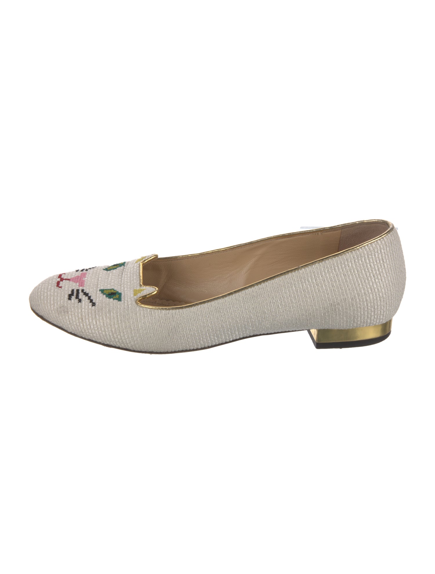 Charlotte Olympia Embroidered Accent Ballet Flats