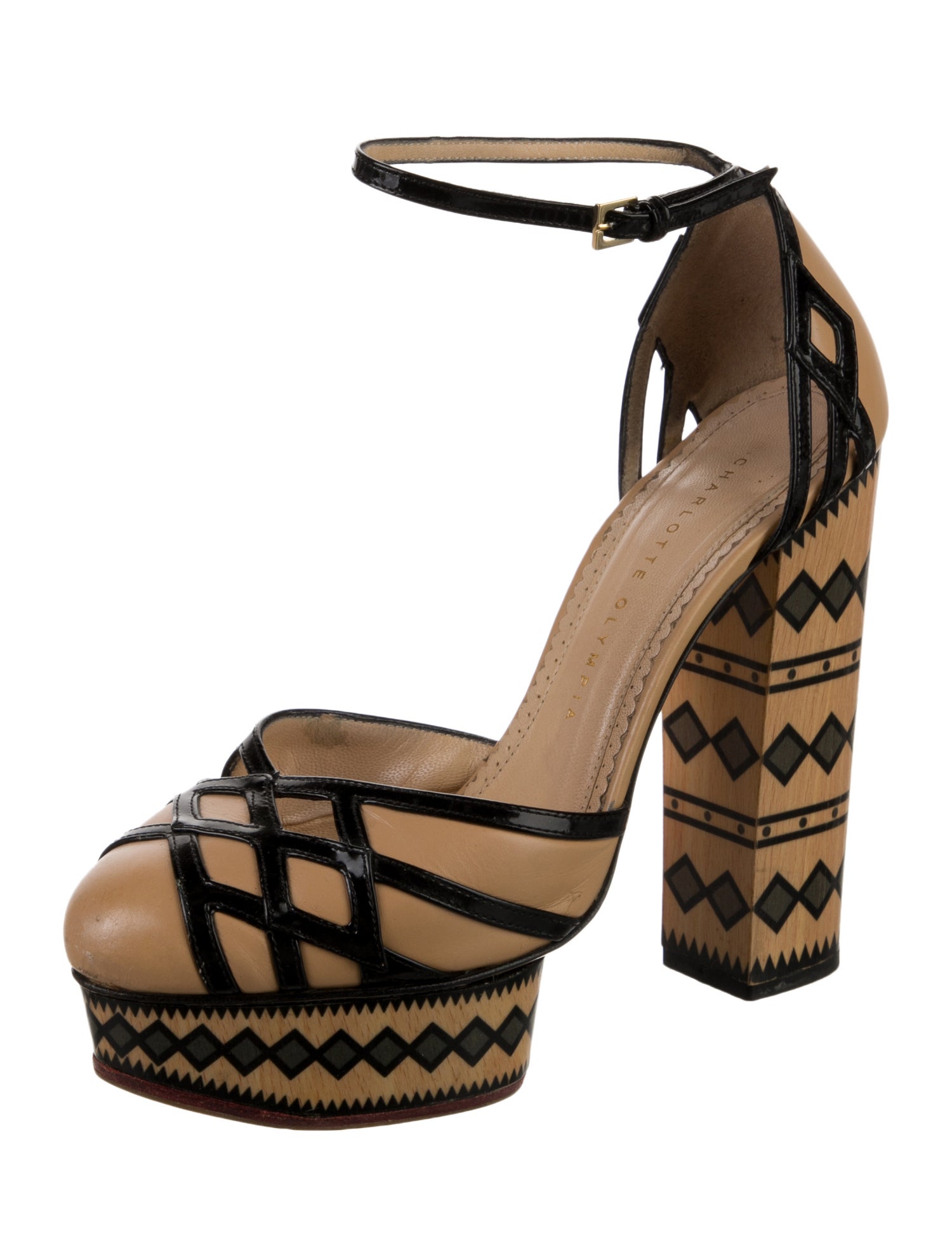 Charlotte Olympia Leather Patterned D'Orsay Pumps