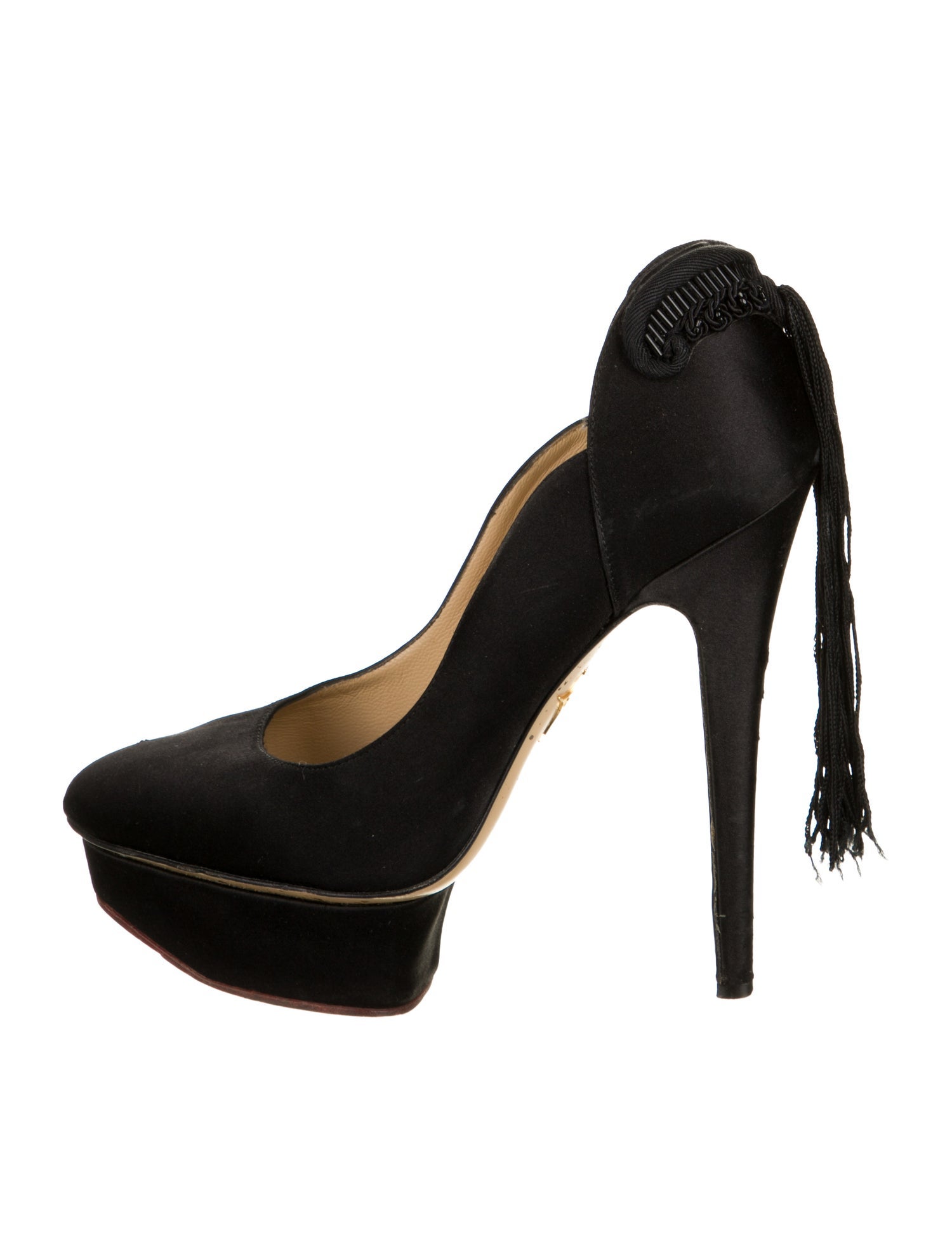 Charlotte Olympia Satin Tassel Accents Pumps