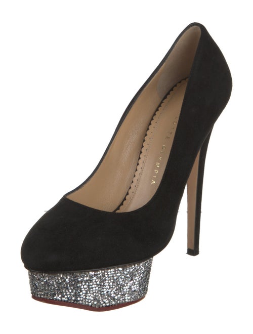 Charlotte Olympia Suede Crystal Embellishments Pumps