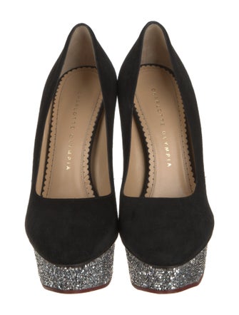 Charlotte Olympia Suede Crystal Embellishments Pumps