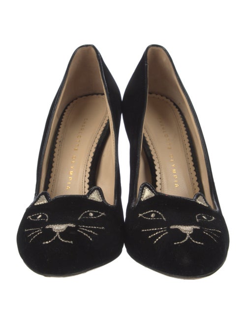 Charlotte Olympia Velvet Embroidered Accent Pumps