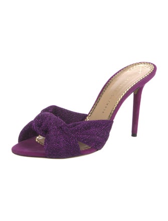 Charlotte Olympia Suede Pleated Accents Slides